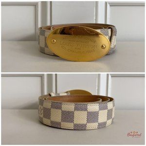 Louis Vuitton Damier Azur Canvas Tresor Belt Size 80CM Louis Vuitton